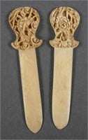 2 ANTIQUE CHINESE IVORY LETTER OPENERS