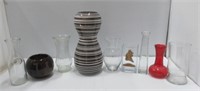 Various vases clear and colored glass and large