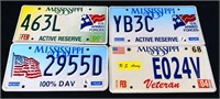 Lot of 4 Mississippi license plates