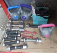 Group of hand weights (15+) etc.