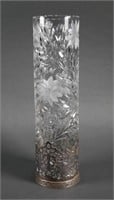 16" CUT GLASS VASE GORHAM STERLING BASE