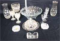 15 piece clear glass estate lot, see photos, as is