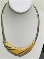 Vintage Necklace Boho Chunky Gold enamel