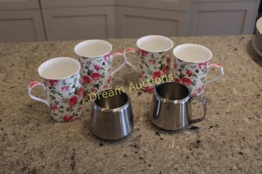 Spring Rose Tea-Mugs & Cream/Sugar