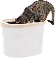IRIS USA Large Simple Round Top Entry Cat Litter B
