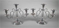 LYRE FORM SILVER CANDLE HOLDERS