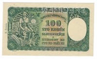 1940 Slovakia 100 Korun "SPECIMEN" AUNC.SL1a