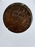 1945 Ceylon One Cent George VI King. Z1M