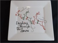 Dashing Through The Snow Square Holiday Plate