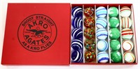 Box of Akro glass marbles in box