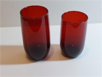 2pc Gold Ruby Red Glasses Royal Ruby Anchor
