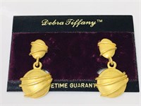 Vintage Debra Tiffany Drop Dangle Earrings Gold