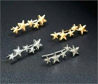 2 pairs Star Stud Earring Cute Gold & Silver