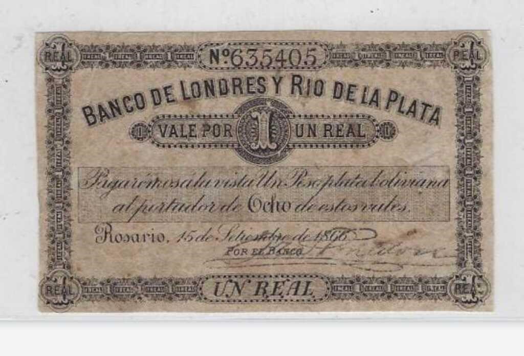 Argentina Bank of London Rio del la Plata 1Real