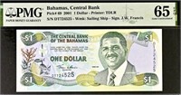 Bahamas 1 Dollar 2001 PMG65+Gift!BHAd