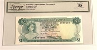 Bahamas 1 Dollar SCWPM#18b L.1965 Legacy 35VF.BZ58