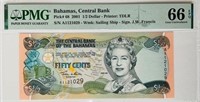 Bahamas Central Bank 1/2 Dollar-PMG 66+Gift.BhAe