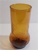 Vintage Blown Amber Drinking Glass Bulbous Base