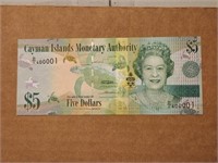 Cayman Islands UNC Note $5  2010 FANCY SN 400001