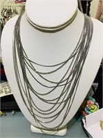 Vintage multi strand silver necklace
