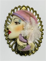 Vintage Art Deco Flapper Lady Silk Hat Figural