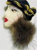 Vintage Signed Han Shin Fur Co.Ltd Women Head