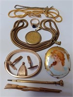 Lot of Goldtone Jewelry to Include Tie Bar,