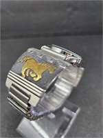 NAVAJO T & R SINGER HORSE .925 SIGNED WATCH GUARD