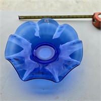 Beautiful Cobalt Blue Blown Glass Flared Bowl