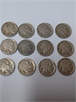 Lot of 12 Buffao Nickels- 1930s, 1920s, Early