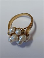 Marked 14K GE Pearl Ring-3.1g