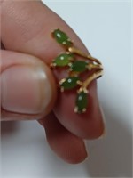 Marked 18K GE Jade Stone Ring- 2.7g
