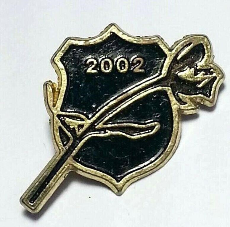Black Rose Shield 2002 Hat Pin Pinback Badge