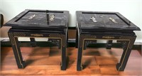 Asian Themed End Tables with Raised Mother of