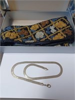 Vtg. Beaded Fabric Belt and I Love You S