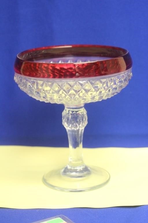 A Cranberry Glass Stem Cup