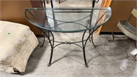 HALF ROUND GLASS & METAL ENTRY TABLE