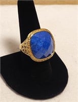 Bold n Blue Sterling Lapis Gold Statement Ring