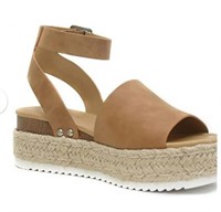 Soda Topic Open Toe Buckle Ankle Strap Espadrilles