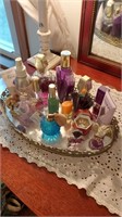 Perfume collection on tray