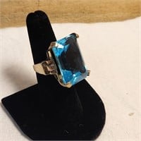Sterling Large Blue Topaz Statement Ring