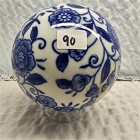 4 inch Decorative Porcelain Blue & White Orb
