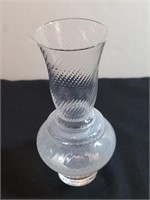 Hand Blown Swirl Ribbed Clear Glass Vase