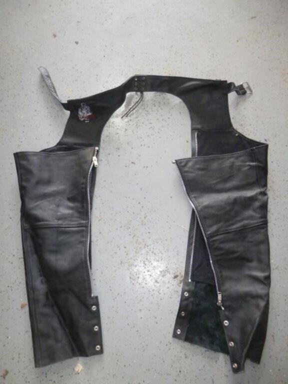 Fun Rider Leather Motorcycle Chaps Size 13