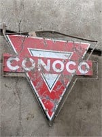 Conoco Porcelain Double Sided Sign w/Frame