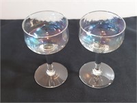 2pc Iridescent Clear Carnival Cordial Glasses.