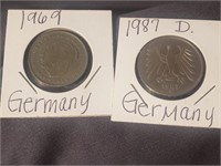 German 2 DM 1974 & 5 DM 1987,CB9