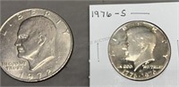1972 Eisenhower Dollar & 1976-S Half Dollar