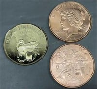 50yr Ducks Unlimited Coin & 2 - Copper Coins