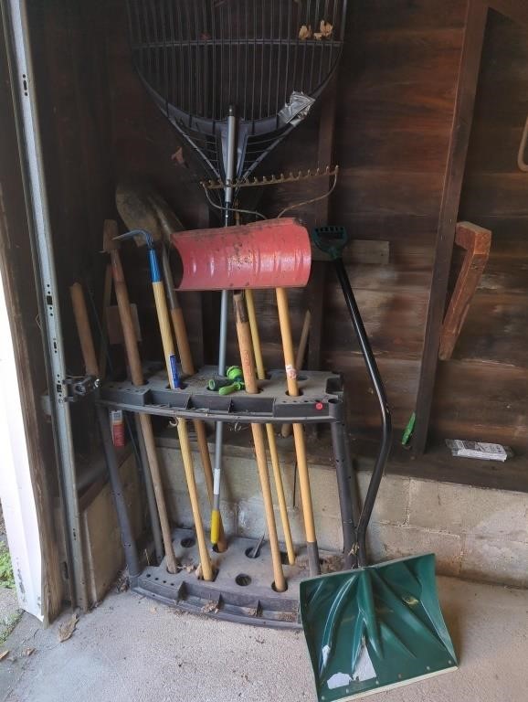 Collection of yard hand tools